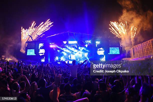 General view of the festival-goers at Electric Daisy Carnival: London 2013 at Queen Elizabeth Olympic Park on July 20, 2013 in London, England.