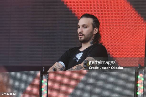 Steve Angello performs at the Electric Daisy Carnival: London 2013 at Queen Elizabeth Olympic Park on July 20, 2013 in London, England.