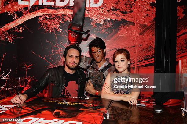 Director Fede Alvarez and actress Jane Levy attend Sony Pictures Home Entertainment and Evil Dead Blu-ray Fan Party At Comic Con 2013 at The Commons...