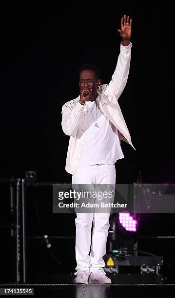 Boyz II Men singer Shawn Stockman performs during "The Package Tour" concert at Target Center on July 20, 2013 in Minneapolis, Minnesota.