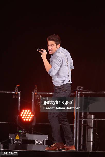 Degrees singer Jeff Timmons performs during "The Package Tour" with Boyz II Men and New Kids On The Block at Target Center on July 20, 2013 in...