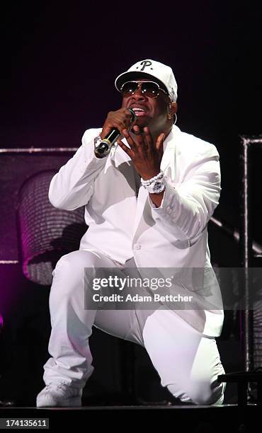 Boyz II Men singer Wanya Morris performs during "The Package Tour" concert at Target Center on July 20, 2013 in Minneapolis, Minnesota.