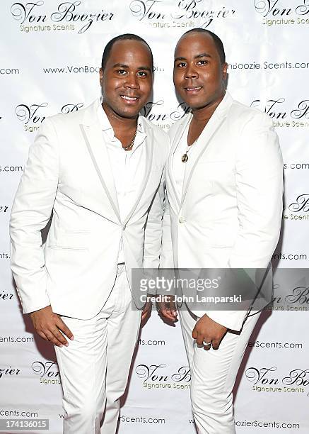 Antoine Von Boozier and Andre Von Boozier attend The Von Boozier "Candles For A Cause" One Year Anniversary Event at Taj II on July 20, 2013 in New...