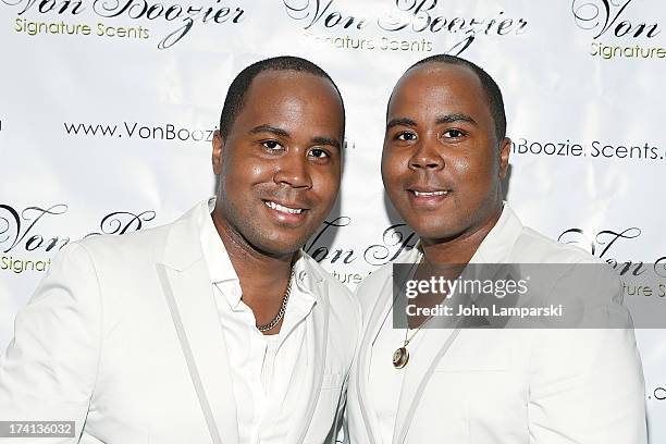 Antoine Von Boozier and Andre Von Boozier attend The Von Boozier "Candles For A Cause" One Year Anniversary Event at Taj II on July 20, 2013 in New...