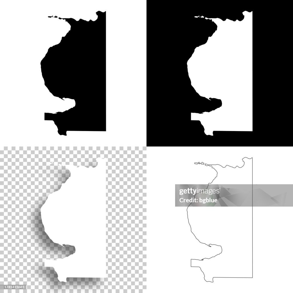 Emmet County, Michigan. Maps for design. Blank, white and black backgrounds