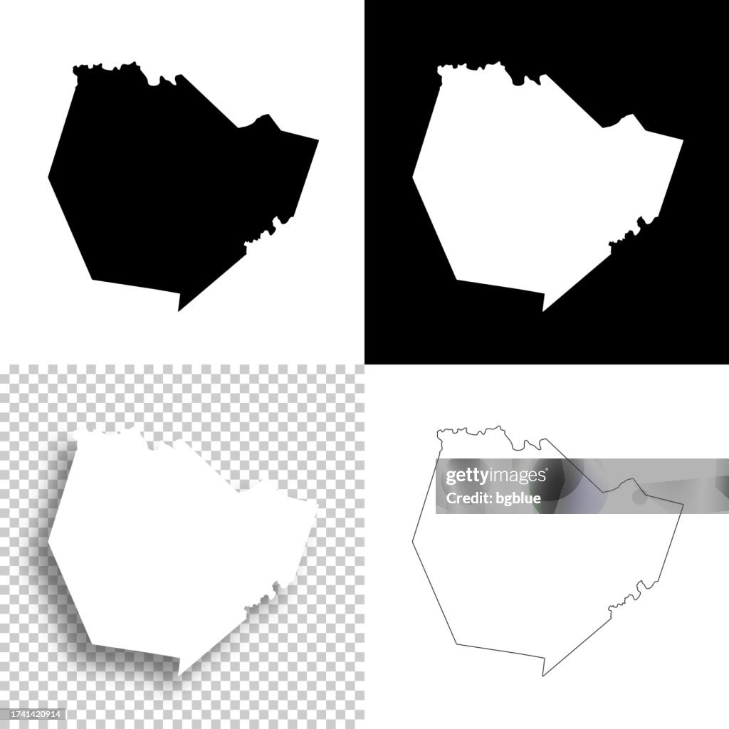 Warren County, Kentucky. Maps for design. Blank, white and black backgrounds