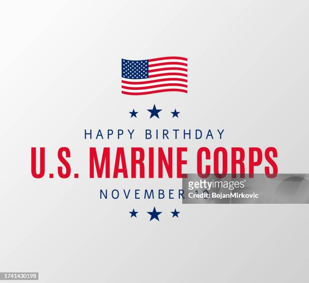 ilustrações de stock, clip art, desenhos animados e ícones de united states marine corps birthday card. vector - marine icon