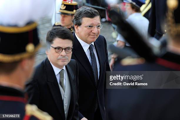 Jose Manuel Barroso is seen in front of the Cathedral of St Michael and Saint Gudula prior to the Abdication Of King Albert II Of Belgium, &...