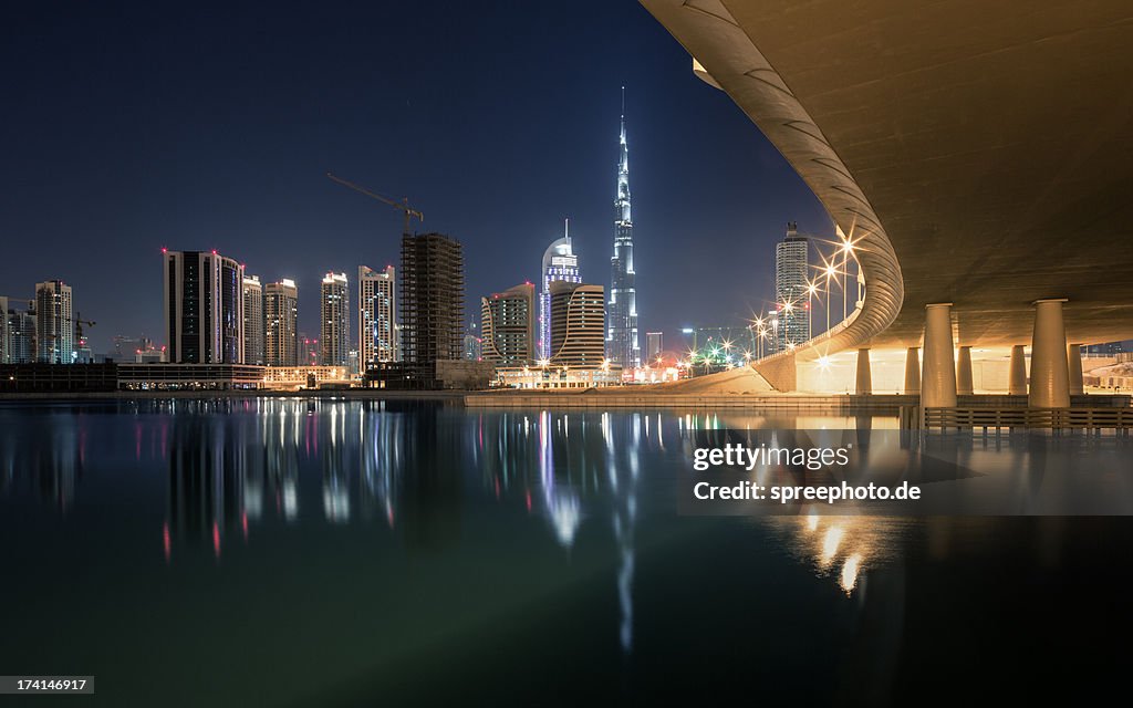Burj Khalifa at Night with Bridge