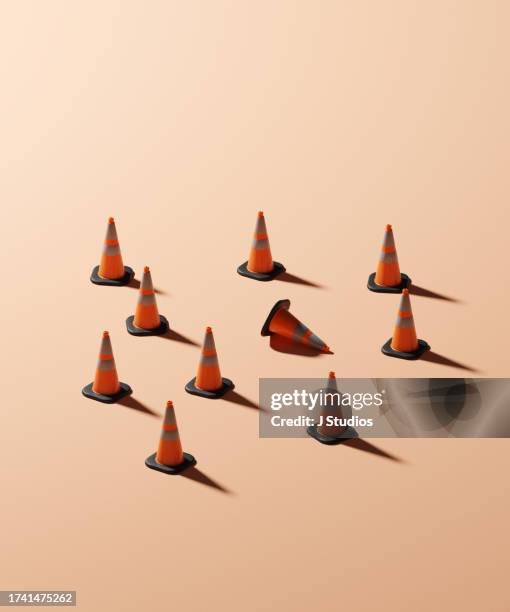 knocked over traffic cone - interim stock pictures, royalty-free photos & images