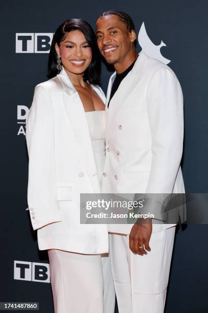 Jordin Sparks and Dana Isaiah attend the 54th Annual GMA Dove Awards at Lipscomb Allen Arena on October 17, 2023 in Nashville, Tennessee.