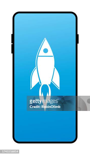rocket smart phone icon - emoji iphone stock illustrations