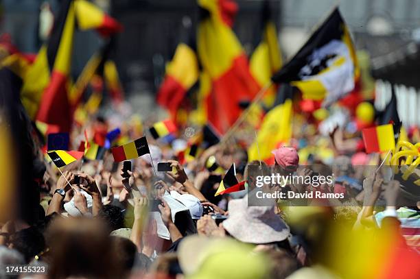 General view on the streets of Brussels during the Abdication Of King Albert II Of Belgium, & Inauguration Of King Philippe on July 21, 2013 in...