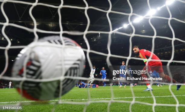 Marcus Rashford of England scores the team's second goal during the UEFA EURO 2024 European qualifier match between England and Italy at Wembley...