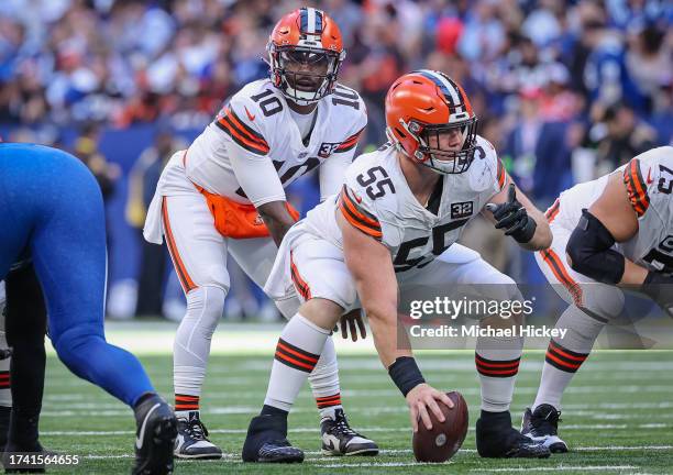 Walker of the Cleveland Browns lines up under center during the game against the Indianapolis Colts at Memorial Stadium on October 21, 2023 in...