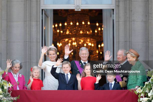 Queen Fabiola of Belgium, Princess Eleonore of Belgium, Prince Gabriel of Belgium,Queen Mathilde of Belgium,Princess Elisabeth of Belgium, King...