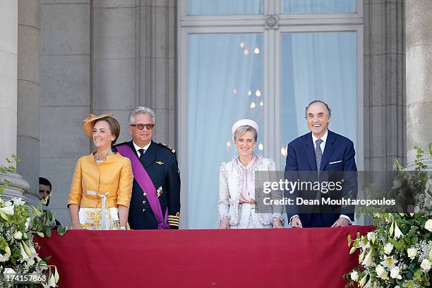 Princess Claire of Belgium, Prince Laurent of Belgium, Princess Astrid of Belgium and Prince Lorenz of Belgium seen during the Abdication Of King...