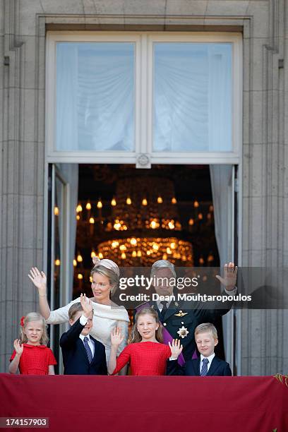 Princess Eleonore of Belgium, Prince Gabriel of Belgium,Queen Mathilde of Belgium,Princess Elisabeth of Belgium, King Philippe of Belgium and Prince...