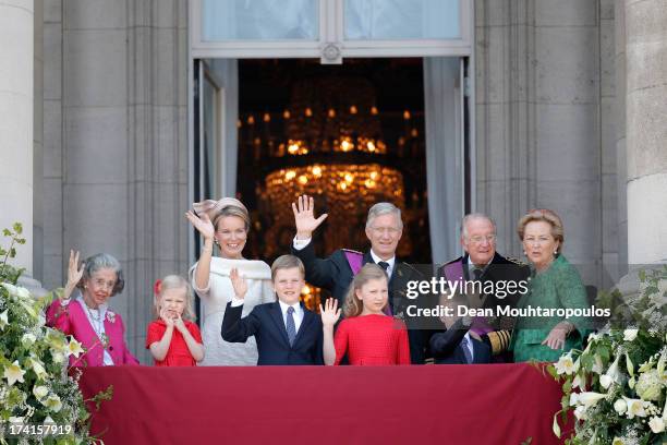 Queen Fabiola of Belgium, Princess Eleonore of Belgium, Prince Gabriel of Belgium,Queen Mathilde of Belgium,Princess Elisabeth of Belgium, King...