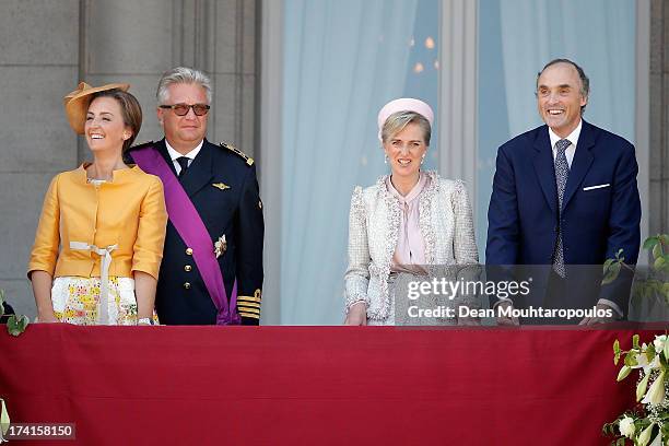 Princess Claire of Belgium, Prince Laurent of Belgium, Princess Astrid of Belgium and Prince Lorenz of Belgium seen during the Abdication Of King...