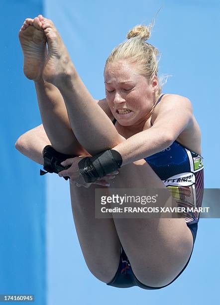 South Africa's Julia Vincent competes in the women's 1-metre springboard preliminary diving event in the FINA World Championships at the Piscina...