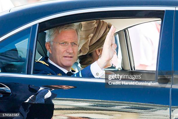 Prince Philippe of Belgium arrives for the abdication of King Albert II of Belgium, & inauguration of King Philippe of Belgium on July 21, 2013 in...