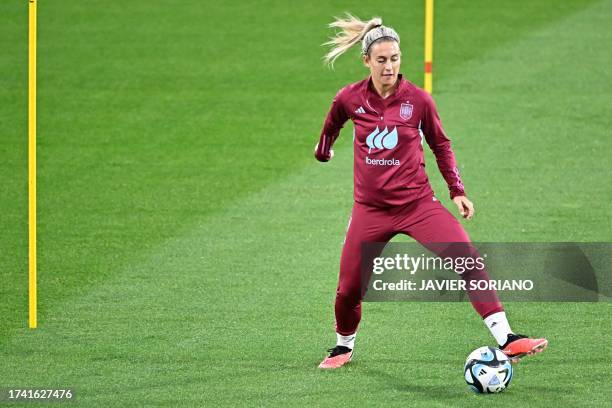 Spain's midfielder Alexia Putellas attends a training session at the Ciudad del Futbol training facilities in Las Rozas de Madrid on October 23 as...