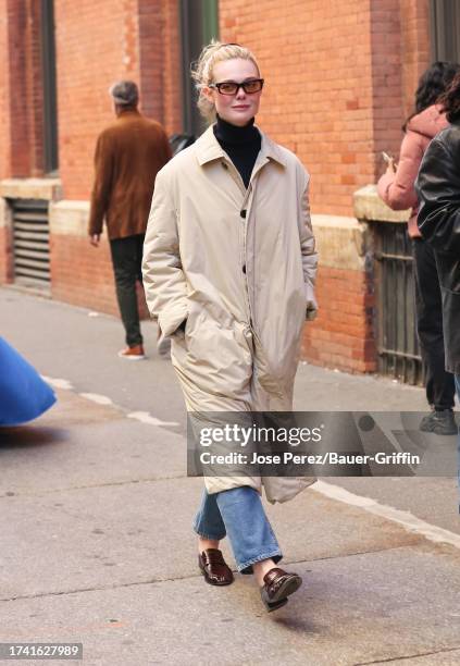 Elle Fanning is seen on October 23, 2023 in New York City.