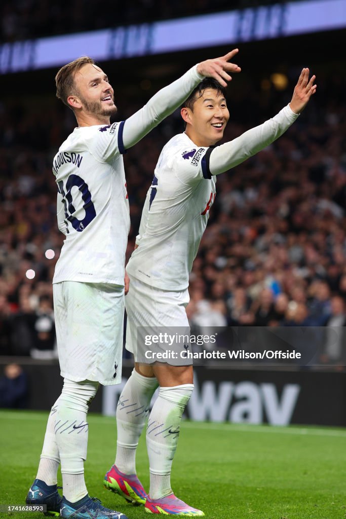 James Maddison of Tottenham Hotspur celebrates their second goal with  News Photo - Getty Images