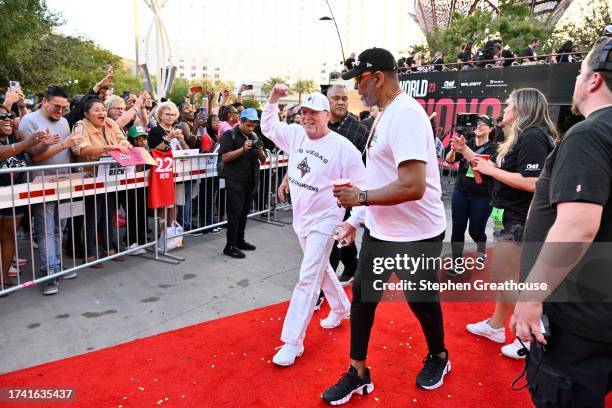 Mark Davis celebrates during the 2023 WNBA championship victory parade and rally on the Las Vegas Strip on October 23, 2023 in Las Vegas, Nevada....