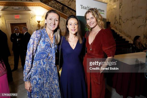 Leah Mcdonald, Chiara De Rege and Shirin Von Wulffen attend as Teaching Matters honors Dana Creel and Jacqueline R. Williams during the 15th Annual...