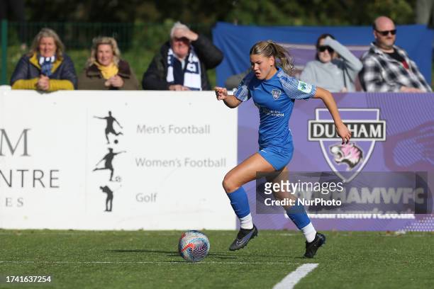 Durham Women's Poppy Pritchard in action during the FA Women's Championship match between Durham Women FC and Blackburn Rovers at Maiden Castle,...
