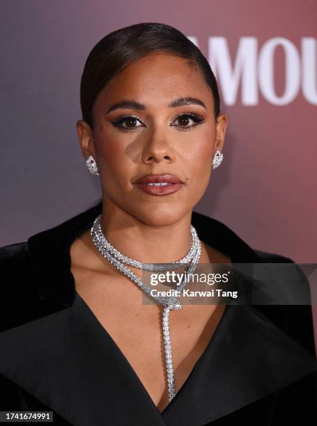 Alex Scott arrives at the Glamour Women of The Year Awards 2023 on October 17, 2023 in London, England.