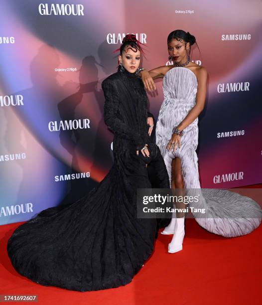 Georgia South and Amy Love of Nova Twins arrive at the Glamour Women of The Year Awards 2023 on October 17, 2023 in London, England.