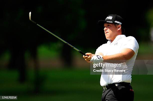 Daniel Summerhays hits his second shot on the first hole during the final round of the Sanderson Farms Championship at Annandale Golf Club on July...