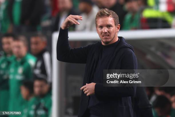 Head coach Julian Nagelsmann of Germany reacts during the international friendly between Germany and Mexico at Lincoln Financial Field on October 17,...