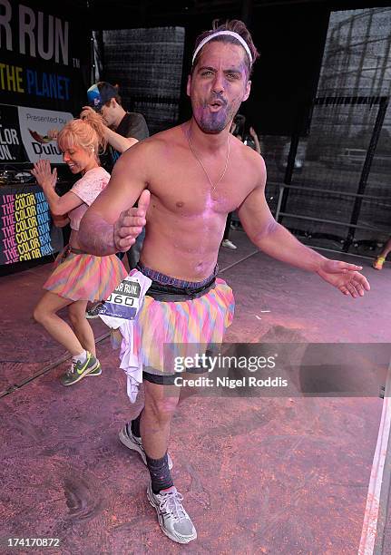 Hollyoaks cast member Fabrizio Santino prepares to take part in The Color Run presented by Dulux, known as the happiest 5km on the planet on July 21,...