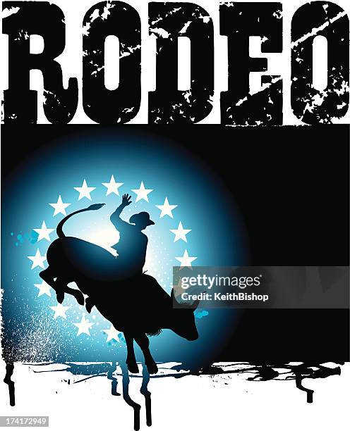 bull rider - rodeo cowboy grunge graphic background - rodeo background stock illustrations