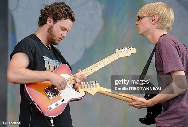 British band Alt-J performs on July 21, 2013 at the Vieilles Charrues music Festival in Carhaix-Plouguer, western of France. AFP PHOTO FRED TANNEAU