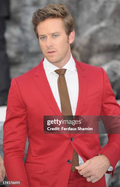 Armie Hammer attends the UK Premiere of 'The Lone Ranger' at Odeon Leicester Square on July 21, 2013 in London, England.