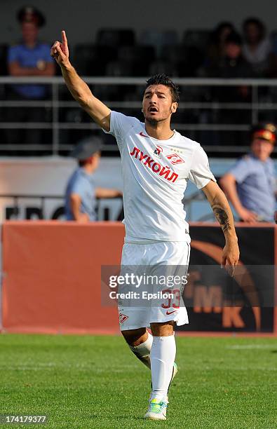 Salvatore Bocchetti of FC Spartak Moscow reacts during the Russian Premier League match betweenn FC Ural Sverdlovsk Oblast and FC Spartak Moscow at...