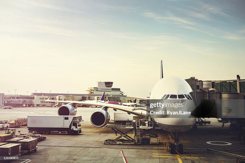 Airplane Preparing to Load on Tarmac