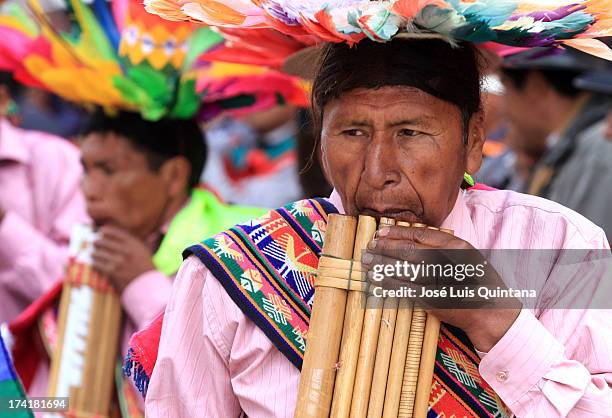 Indigenous dance the "Suri Lakita" dance during the III Festival Intercultural de Música y Danzas Autóctonas, organized by the Government in La Paz...