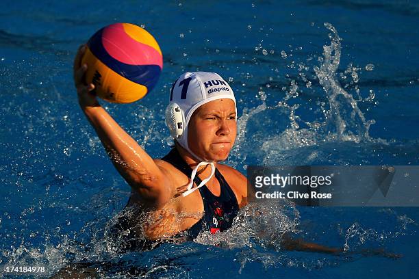 Krisztina Garda of Hungary in action during the Women's Water Polo first preliminary round match between Hungary and Brazil during Day Two of the...