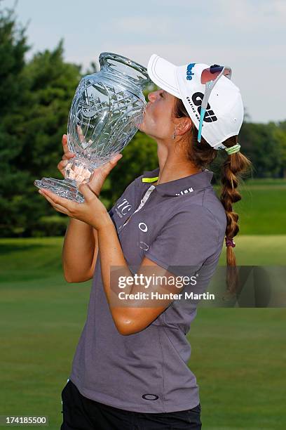 Beatriz Recari of Spain holds the championship trophy after winning the Marathon Classic presented by Owens Corning & O-I on July 21, 2013 in...