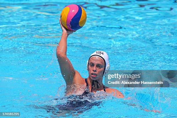 Lauren Silver of the USA compete in the Women's Water Polo first preliminary round match between USA and Greece during Day Two of the 15th FINA World...