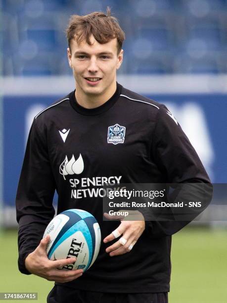 Jamie Dobie during a Glasgow Warriors training session at Scotstoun Stadium, on October 24 in Glasgow, Scotland.