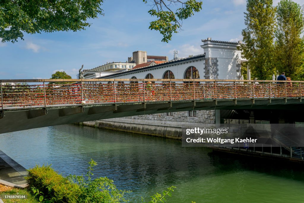The Butchers Bridge (love bridge) is a footbridge crossing...