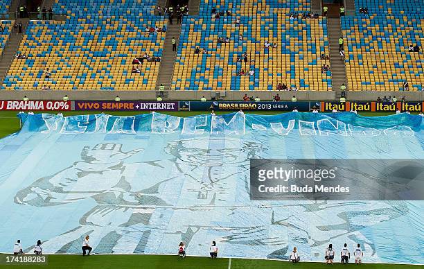 Welcome homage to Pope Francis prior to a match between Fluminense and Vasco as part of Brazilian Championship 2013 at Maracana Stadium on July 21,...