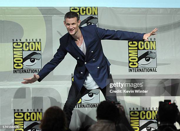 Actor Matt Smith speaks onstage at BBC America's "Doctor Who" 50th Anniversary panel during Comic-Con International 2013 at San Diego Convention...